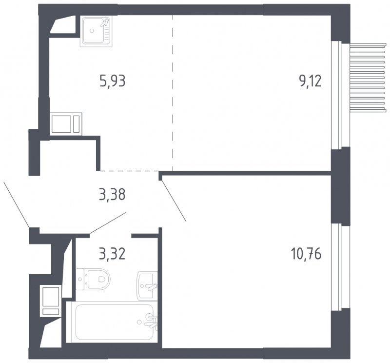 2-комнатная квартира с полной отделкой, 32.51 м2, 14 этаж, сдача 3 квартал 2023 г., ЖК Мытищи Парк, корпус 2 - объявление 1576201 - фото №1