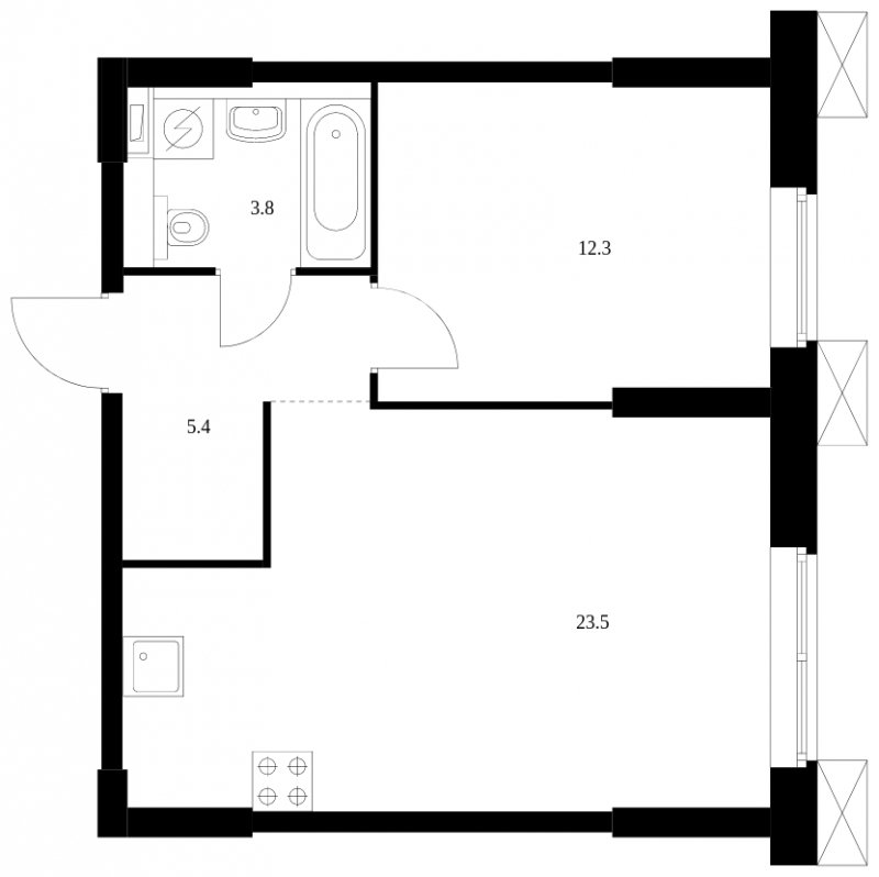 1-комнатные апартаменты с полной отделкой, 45 м2, 15 этаж, сдача 2 квартал 2023 г., ЖК Волоколамское 24, корпус 3 - объявление 1782669 - фото №1