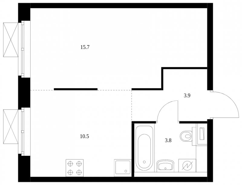 1-комнатная квартира с полной отделкой, 33.9 м2, 19 этаж, сдача 3 квартал 2023 г., ЖК Кольская 8, корпус 1 - объявление 1681216 - фото №1