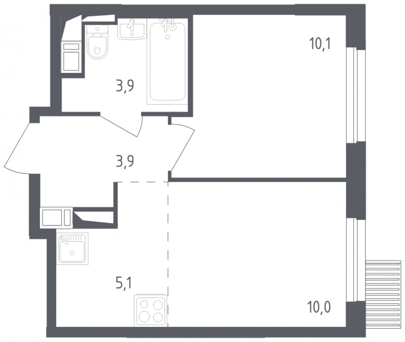 2-комнатная квартира с полной отделкой, 33 м2, 16 этаж, сдача 2 квартал 2024 г., ЖК Мытищи Парк, корпус 3 - объявление 1822151 - фото №1
