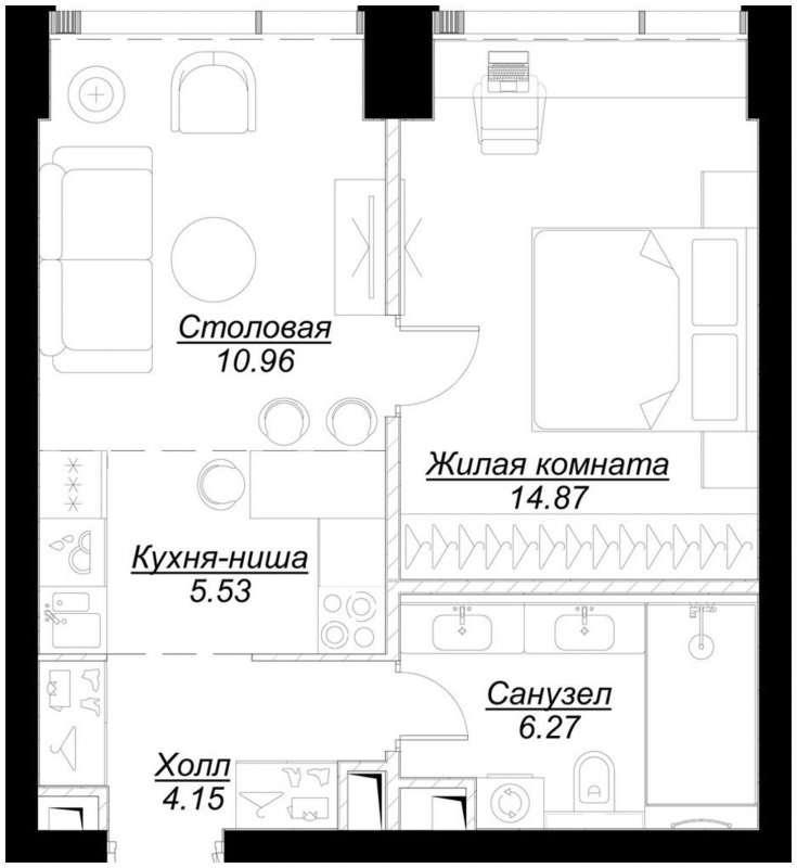 1-комнатная квартира с частичной отделкой, 41.7 м2, 3 этаж, сдача 4 квартал 2024 г., ЖК MOD, корпус Mod.D - объявление 1788163 - фото №1