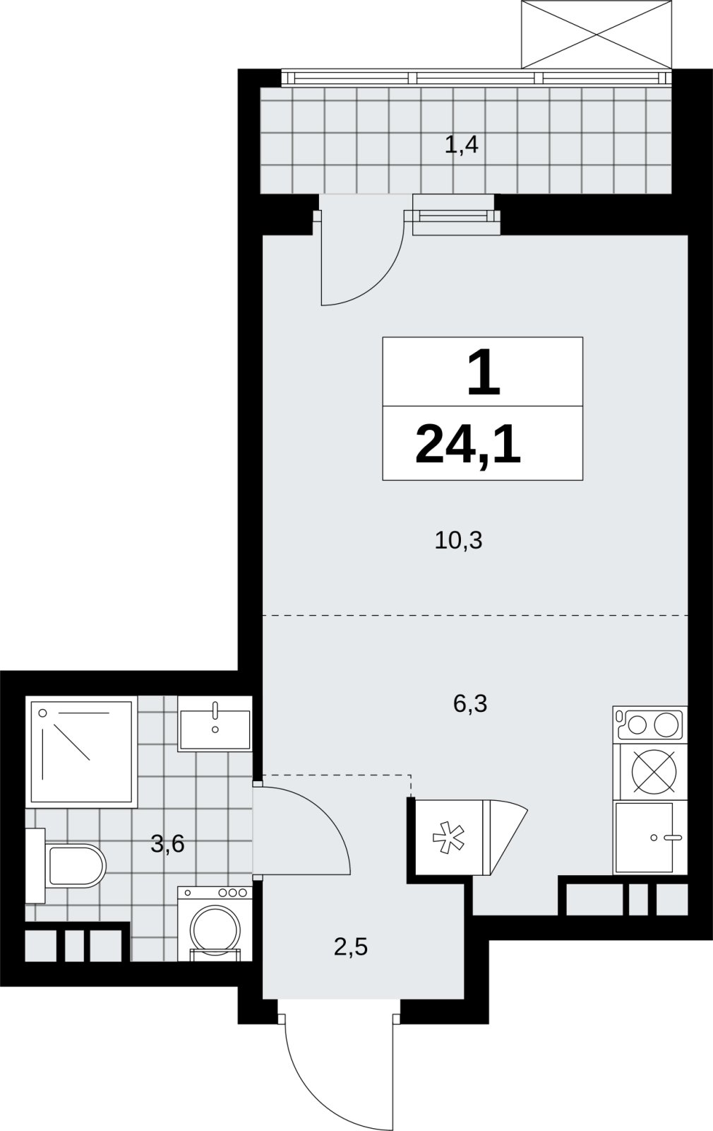 Студия с полной отделкой, 24.1 м2, 4 этаж, сдача 1 квартал 2027 г., ЖК Скандинавия, корпус 2.18.2.1 - объявление 2351118 - фото №1