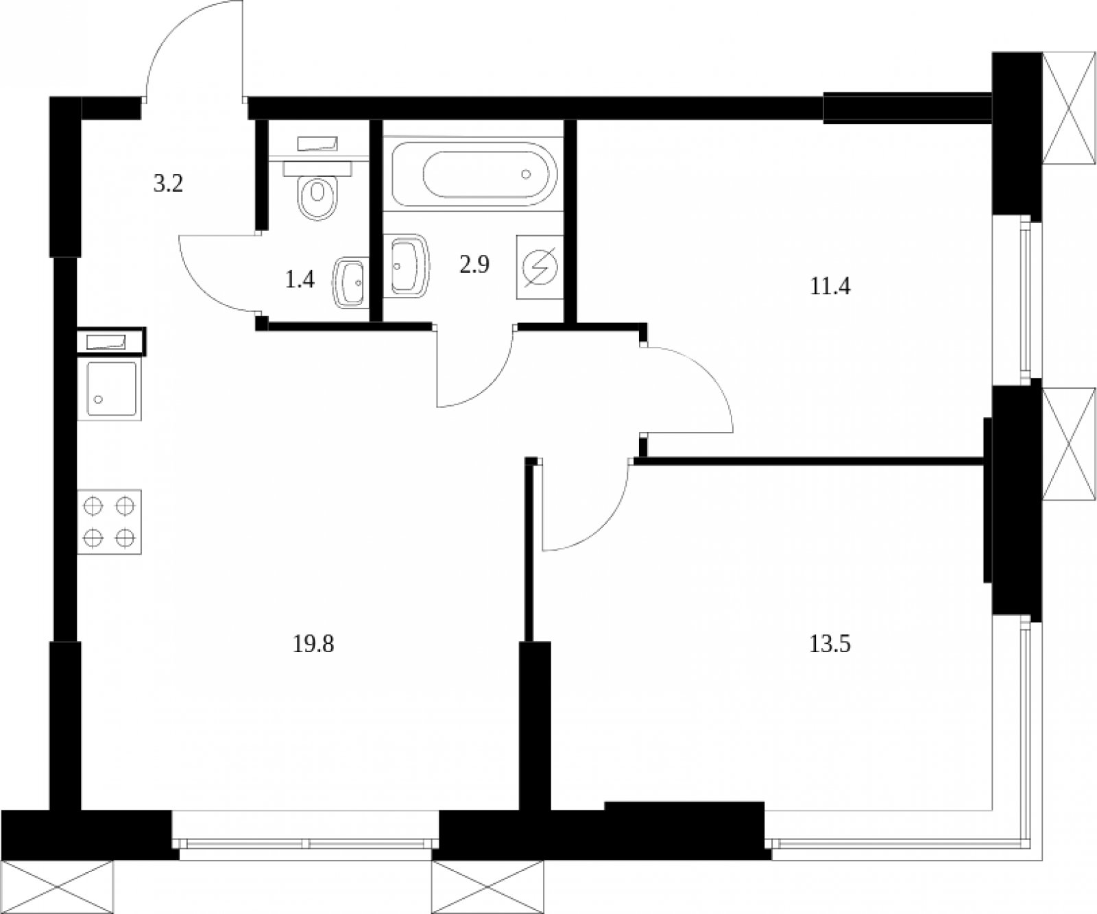2-комнатные апартаменты с полной отделкой, 52 м2, 7 этаж, сдача 2 квартал 2023 г., ЖК Волоколамское 24, корпус 3 - объявление 2008353 - фото №1