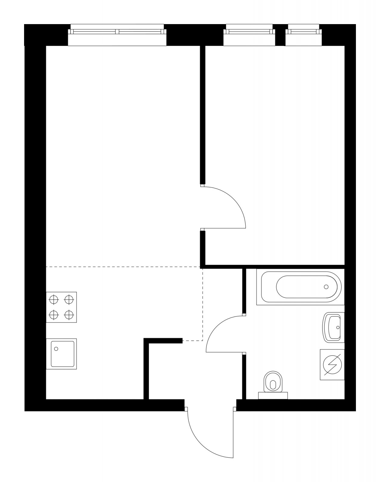 2-комнатная квартира с частичной отделкой, 38.2 м2, 10 этаж, сдача 4 квартал 2023 г., ЖК Кронштадтский 9, корпус 1.4 - объявление 2256213 - фото №1