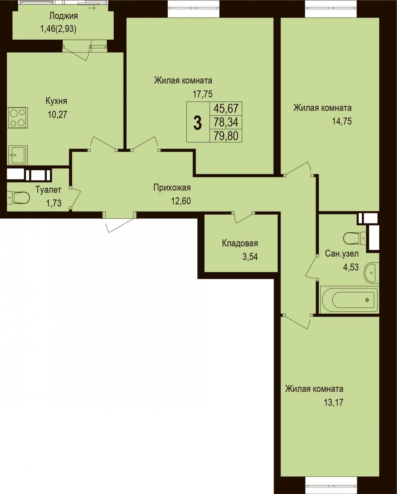 3-комнатная квартира с частичной отделкой, 37.2 м2, 2 этаж, дом сдан, ЖК Новая Щербинка, корпус 10 - объявление 2036764 - фото №1