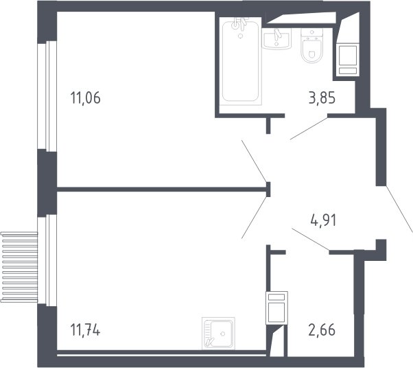 1-комнатная квартира с полной отделкой, 34.2 м2, 15 этаж, сдача 3 квартал 2023 г., ЖК Мытищи Парк, корпус 2 - объявление 2066469 - фото №1