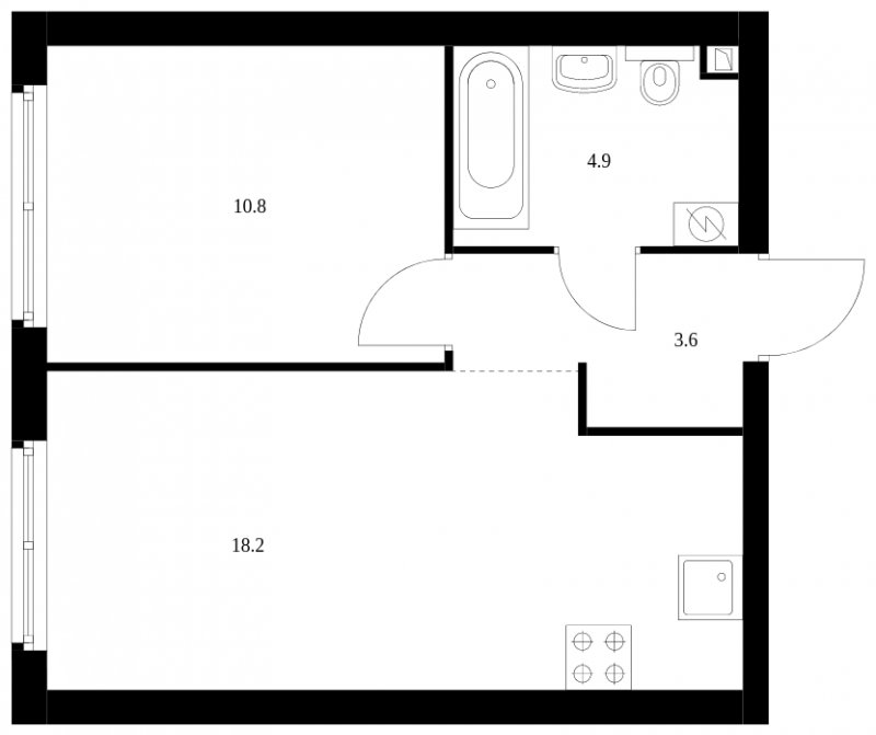 1-комнатная квартира с полной отделкой, 37.5 м2, 30 этаж, сдача 4 квартал 2023 г., ЖК Руставели 14, корпус 1.2 - объявление 1534731 - фото №1