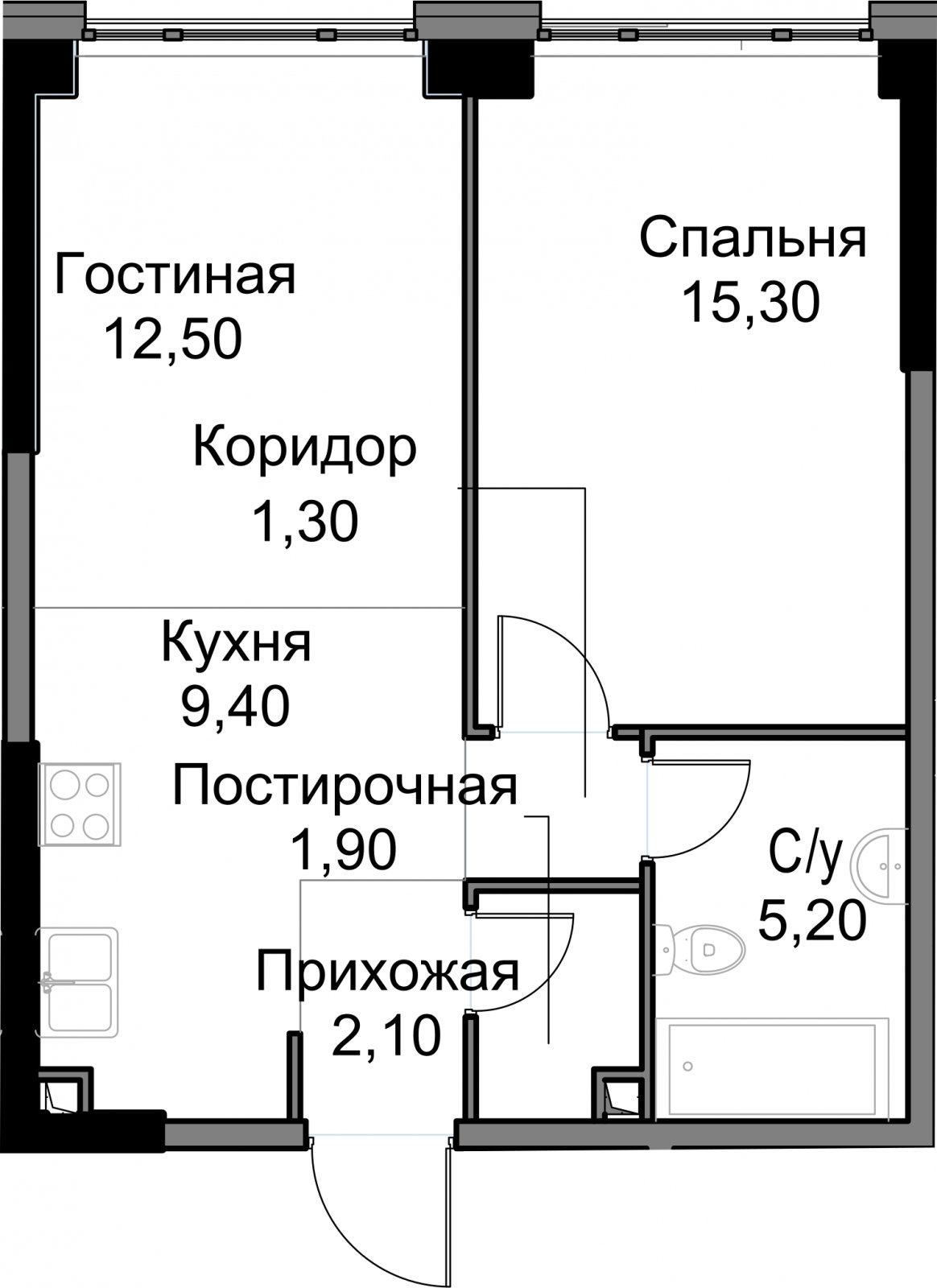 2-комнатная квартира без отделки, 47.7 м2, 5 этаж, дом сдан, ЖК AFI Park Воронцовский, корпус 4 - объявление 2316475 - фото №1
