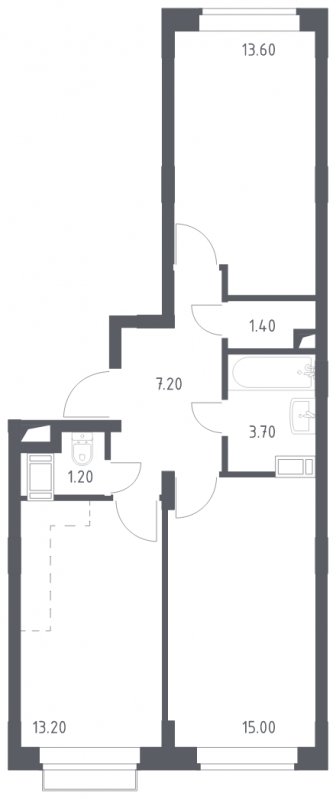 2-комнатная квартира с полной отделкой, 55.3 м2, 7 этаж, сдача 1 квартал 2023 г., ЖК Алхимово, корпус 3.1 - объявление 1716809 - фото №1