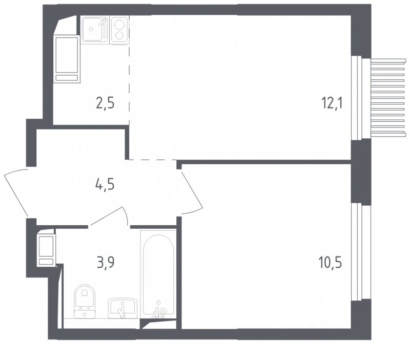 2-комнатная квартира с полной отделкой, 33.5 м2, 17 этаж, сдача 2 квартал 2025 г., ЖК Мытищи Парк, корпус 4 - объявление 1823380 - фото №1