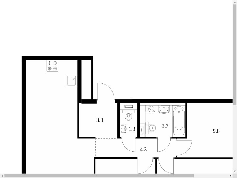 3-комнатная квартира с полной отделкой, 71.8 м2, 12 этаж, сдача 3 квартал 2024 г., ЖК Руставели 14, корпус 2.3 - объявление 2070274 - фото №1