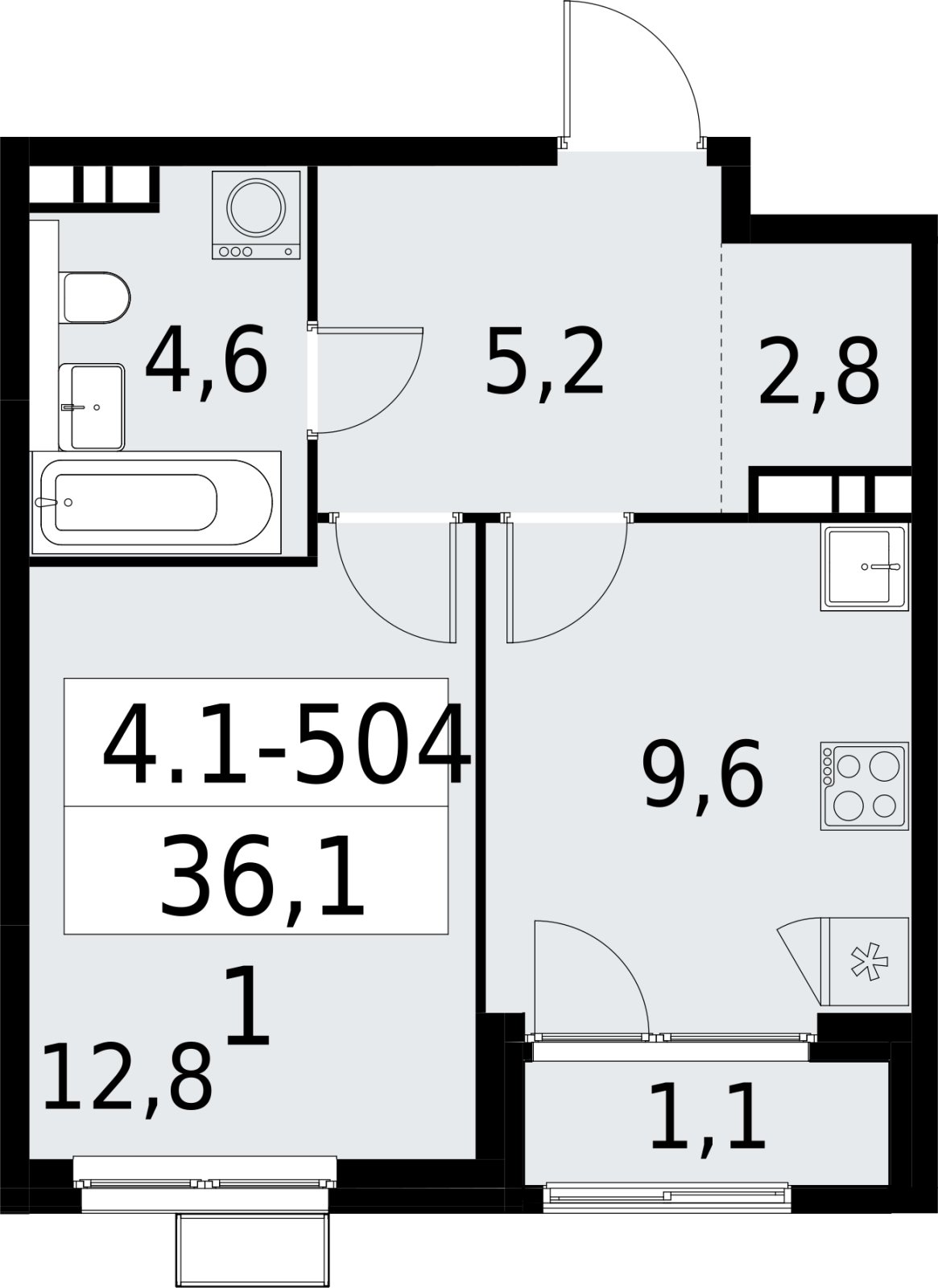 1-комнатная квартира с полной отделкой, 36.1 м2, 17 этаж, сдача 2 квартал 2027 г., ЖК Южные сады, корпус 4.1.2 - объявление 2393009 - фото №1