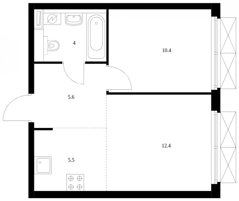 2-комнатная квартира с полной отделкой, 37.9 м2, 2 этаж, сдача 3 квартал 2023 г., ЖК Западный порт, корпус 2.2.2 - объявление 1695055 - фото №1