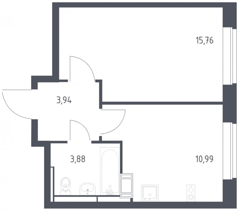 1-комнатная квартира с полной отделкой, 34.57 м2, 10 этаж, сдача 1 квартал 2025 г., ЖК Алхимово, корпус 9 - объявление 1980859 - фото №1