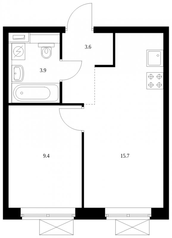 1-комнатная квартира с полной отделкой, 32.6 м2, 11 этаж, сдача 2 квартал 2025 г., ЖК Саларьево Парк, корпус 56.1 - объявление 2101175 - фото №1