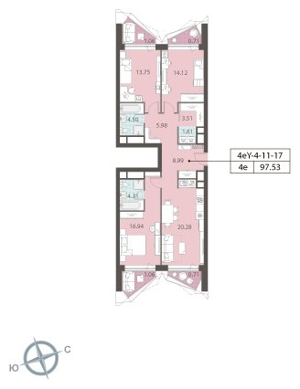 3-комнатная квартира 4 м2, 15 этаж, сдача 2 квартал 2022 г., ЖК ЗИЛАРТ, корпус ZILART DIAMOND - объявление 1692100 - фото №1