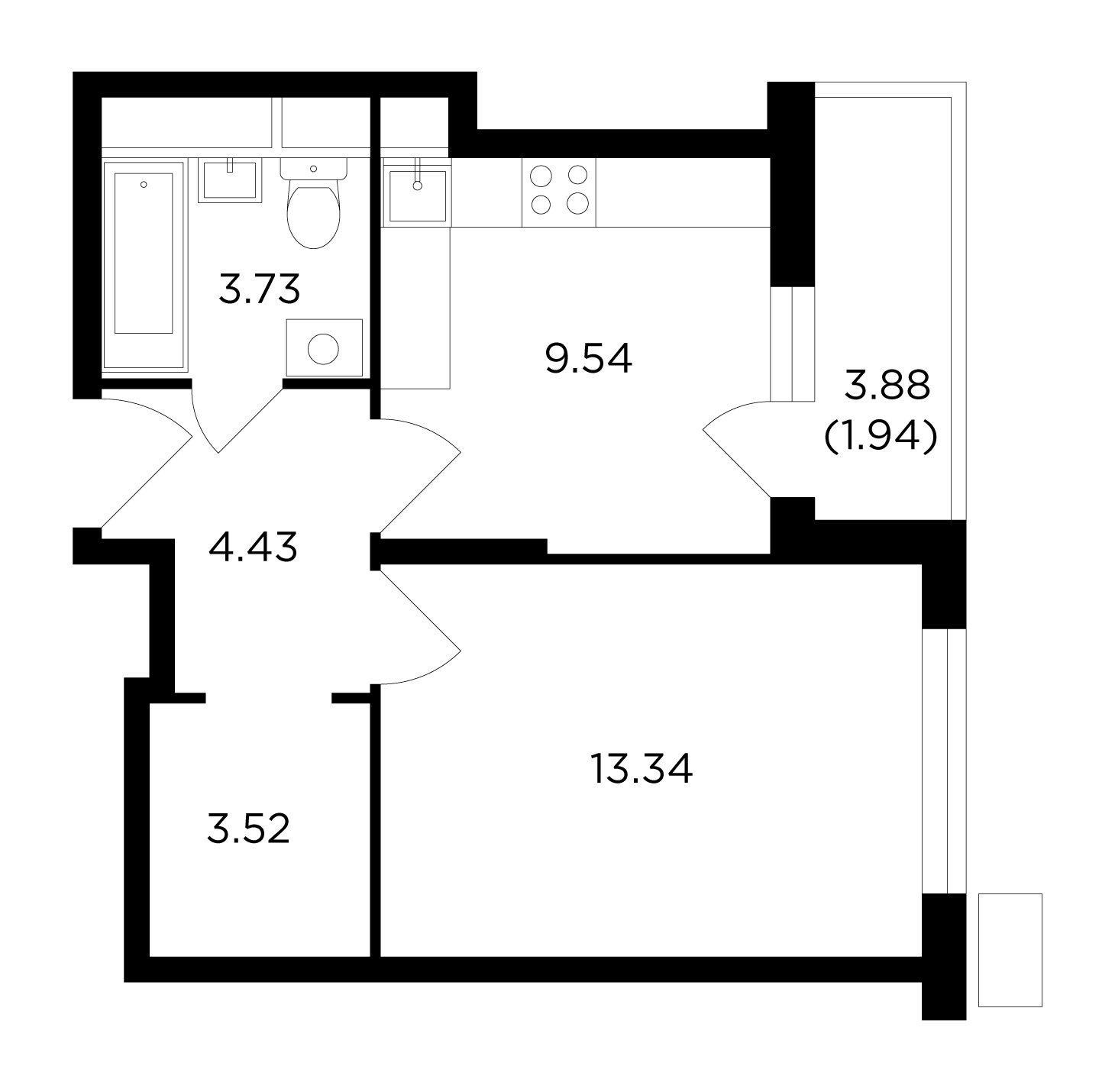 1-комнатная квартира без отделки, 36.5 м2, 5 этаж, дом сдан, ЖК VESNA, корпус 4.1 - объявление 2007556 - фото №1
