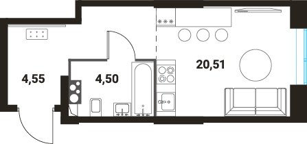 1-комнатная квартира без отделки, 29.56 м2, 5 этаж, сдача 1 квартал 2024 г., ЖК Инноватор, корпус А - объявление 2260454 - фото №1