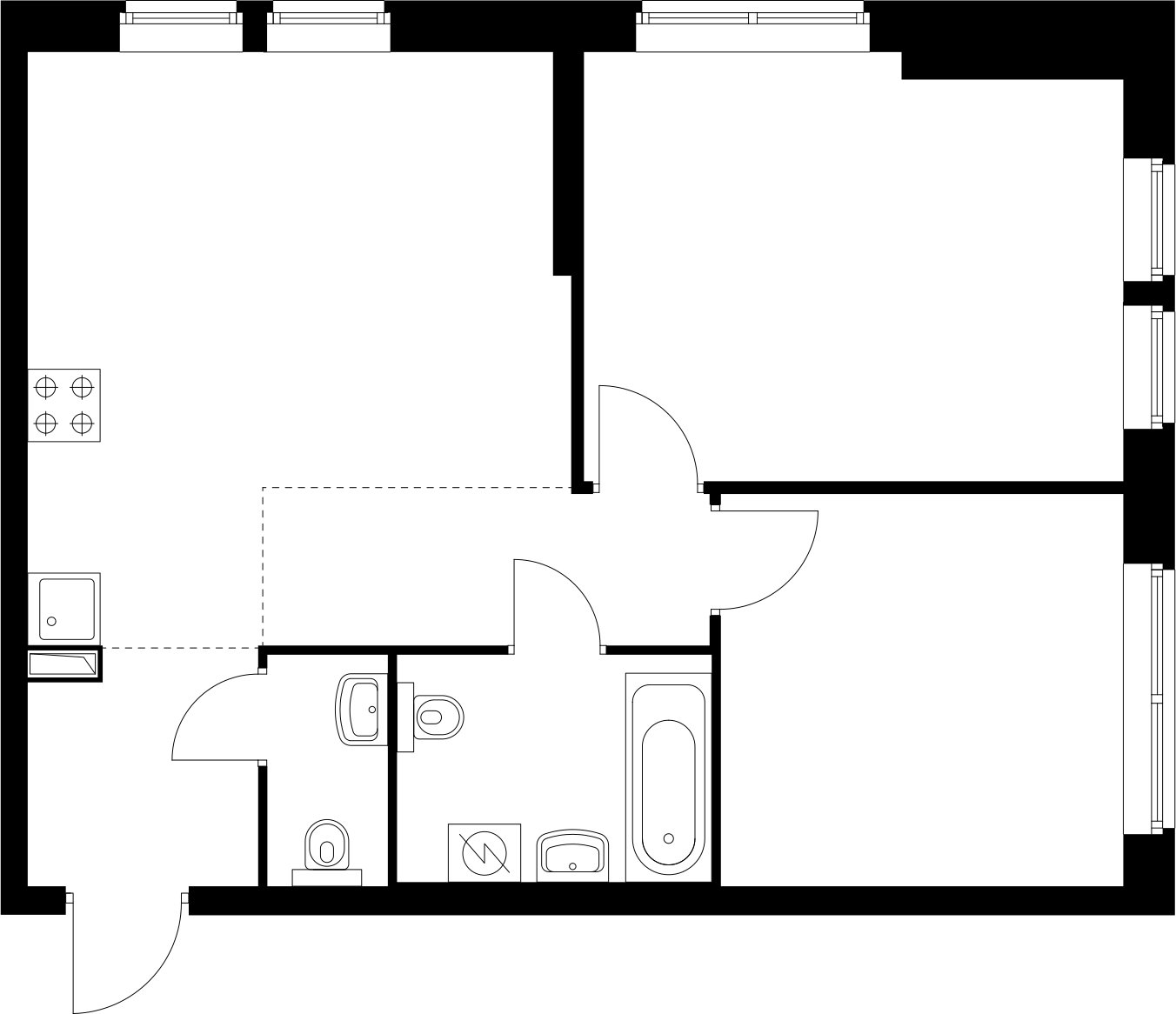 2-комнатная квартира с частичной отделкой, 58.1 м2, 32 этаж, дом сдан, ЖК Кронштадтский 9, корпус 1.4 - объявление 2335156 - фото №1