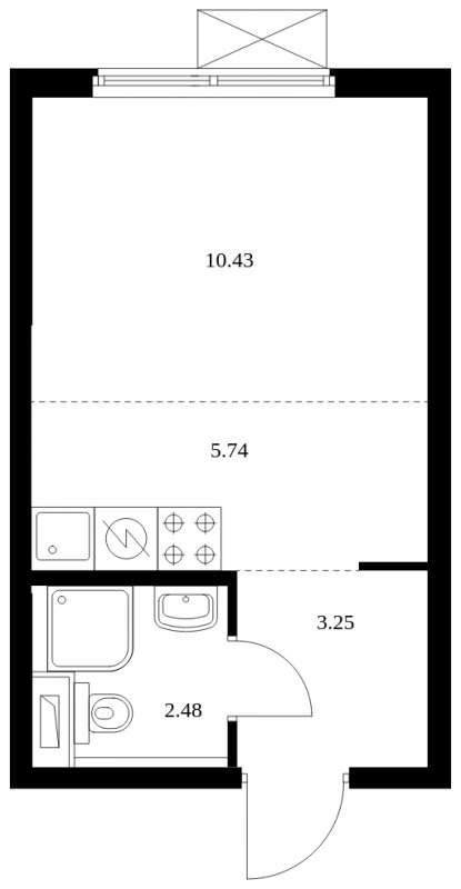 Студия с полной отделкой, 21.9 м2, 27 этаж, сдача 4 квартал 2024 г., ЖК Матвеевский Парк, корпус 1.5 - объявление 1964761 - фото №1