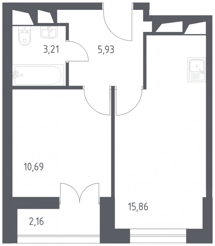 1-комнатные апартаменты с полной отделкой, 37.85 м2, 22 этаж, сдача 3 квартал 2024 г., ЖК Квартал Спутник, корпус 16 - объявление 1712094 - фото №1