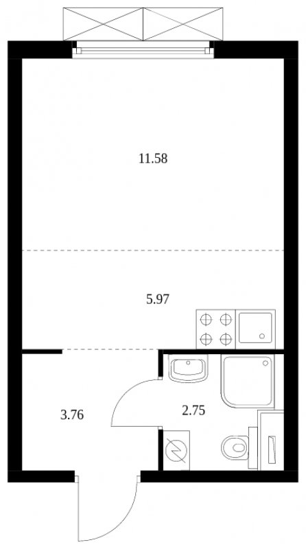 Студия с полной отделкой, 24.06 м2, 15 этаж, сдача 2 квартал 2024 г., ЖК Матвеевский Парк, корпус 1.1 - объявление 1610087 - фото №1