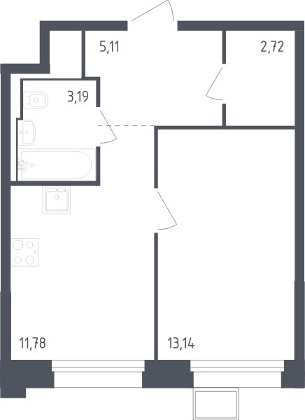 1-комнатные апартаменты с полной отделкой, 36.4 м2, 4 этаж, сдача 2 квартал 2024 г., ЖК Тропарево Парк, корпус 2.1 - объявление 2064139 - фото №1