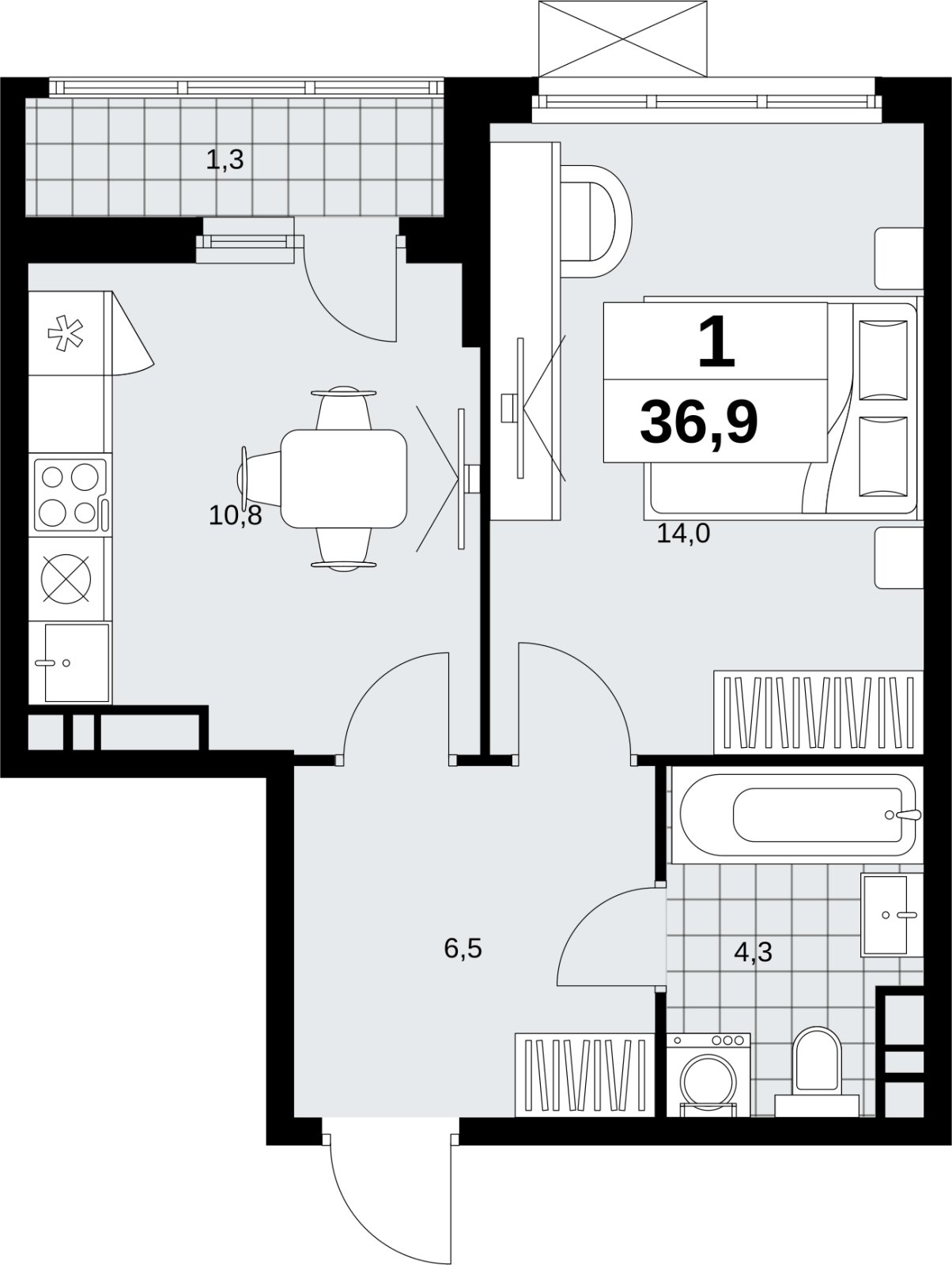 1-комнатная квартира с полной отделкой, 36.9 м2, 7 этаж, сдача 1 квартал 2027 г., ЖК Скандинавия, корпус 2.18.2.1 - объявление 2351070 - фото №1