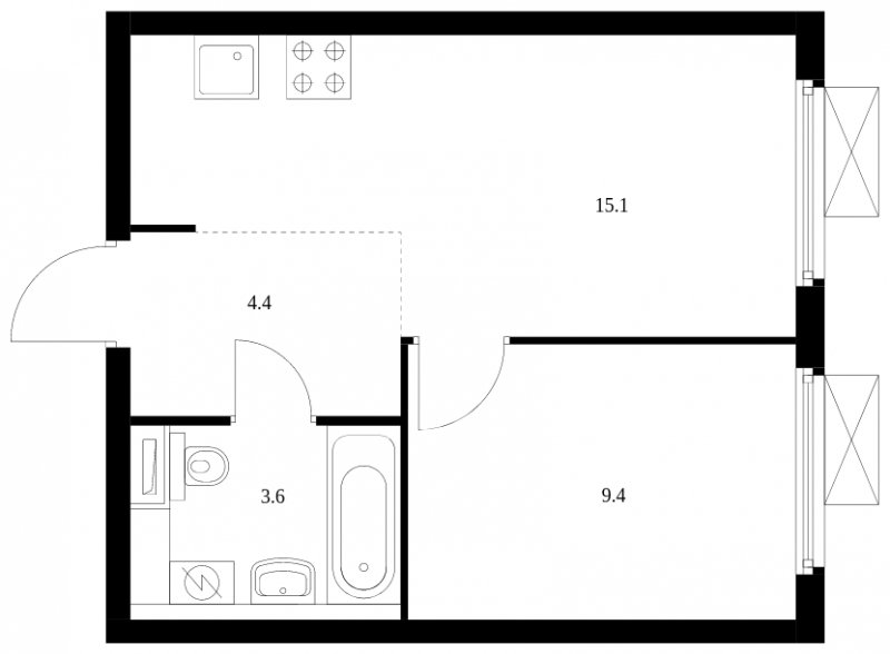 1-комнатная квартира с полной отделкой, 32.5 м2, 16 этаж, сдача 3 квартал 2024 г., ЖК Амурский парк, корпус 2 - объявление 1669614 - фото №1
