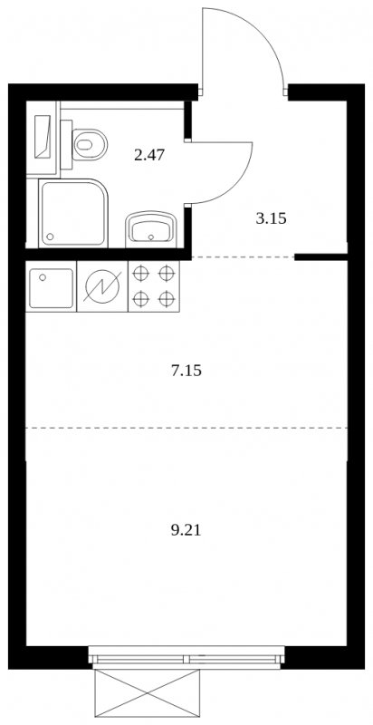 Студия с полной отделкой, 21.98 м2, 29 этаж, сдача 4 квартал 2024 г., ЖК Матвеевский Парк, корпус 1.2 - объявление 1964834 - фото №1