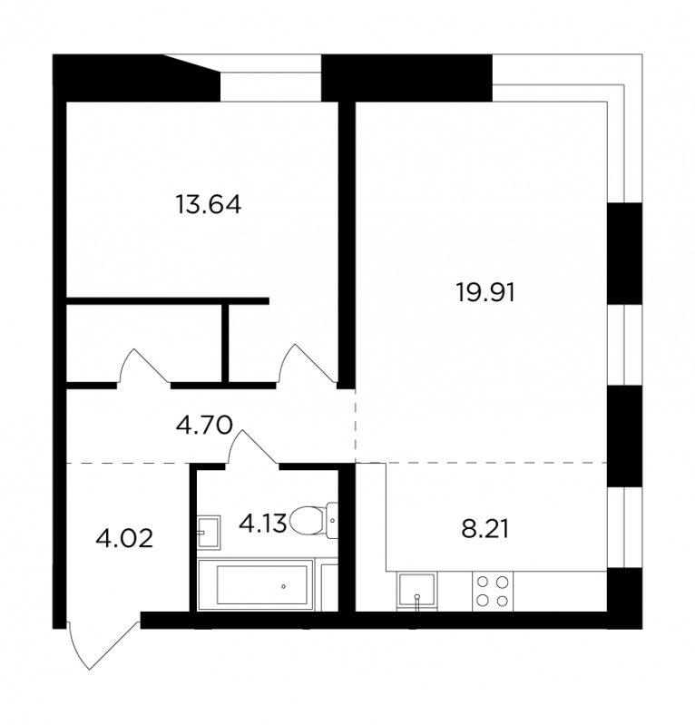 2-комнатная квартира без отделки, 57.26 м2, 2 этаж, сдача 4 квартал 2023 г., ЖК FORIVER, корпус 2 - объявление 1747144 - фото №1