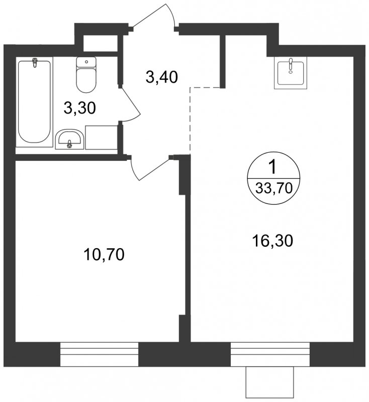 1-комнатные апартаменты с полной отделкой, 33.7 м2, 2 этаж, сдача 1 квартал 2023 г., ЖК Люберцы, корпус 65 - объявление 1503237 - фото №1