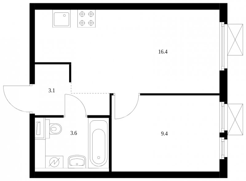 1-комнатная квартира с полной отделкой, 32.5 м2, 28 этаж, сдача 2 квартал 2024 г., ЖК Митинский лес, корпус 1.3 - объявление 1689413 - фото №1
