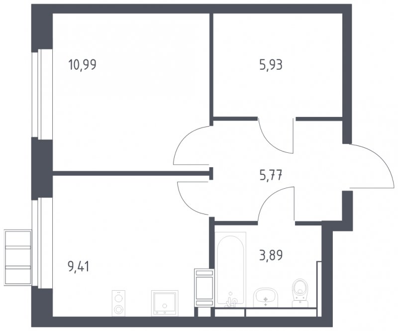 1-комнатная квартира с полной отделкой, 35.99 м2, 12 этаж, сдача 1 квартал 2025 г., ЖК Алхимово, корпус 9 - объявление 1950904 - фото №1