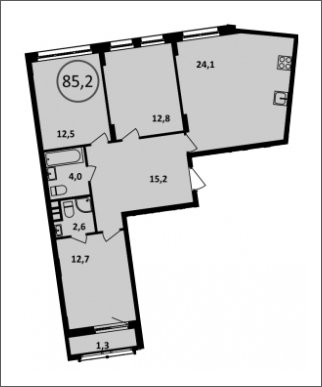 3-комнатная квартира без отделки, 85.2 м2, 9 этаж, сдача 4 квартал 2022 г., ЖК Испанские кварталы, корпус 5.1 - объявление 1409230 - фото №1