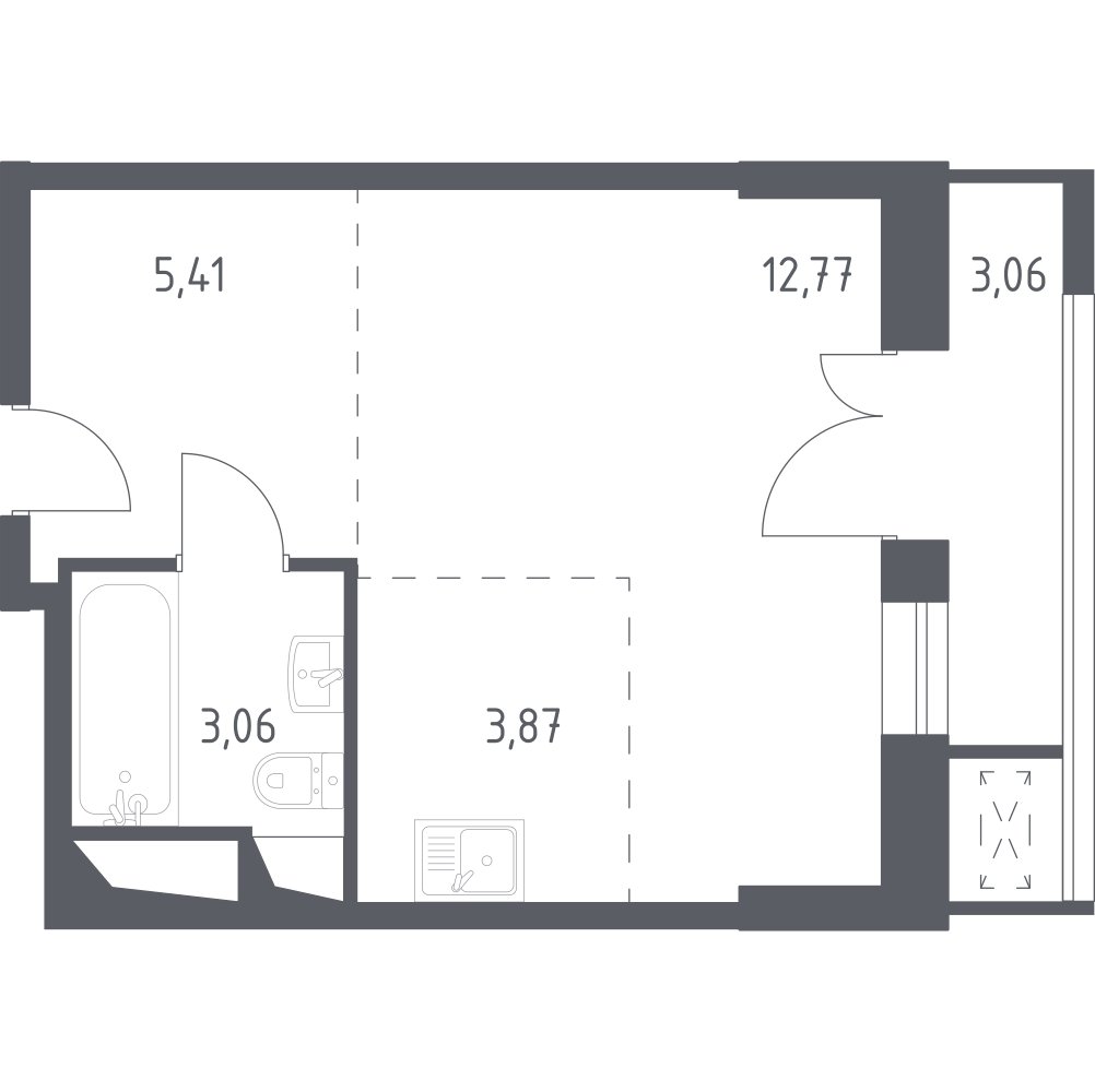 1-комнатные апартаменты с полной отделкой, 28.17 м2, 18 этаж, сдача 3 квартал 2024 г., ЖК Квартал Спутник, корпус 17 - объявление 2220405 - фото №1