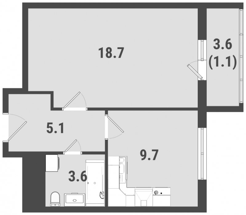 1-комнатная квартира с частичной отделкой, 38.2 м2, 3 этаж, дом сдан, ЖК ФоРест, корпус 3 - объявление 1884132 - фото №1