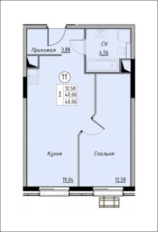 1-комнатная квартира без отделки, 40.06 м2, 17 этаж, дом сдан, ЖК Новое Лыткарино, корпус 3 - объявление 1777492 - фото №1