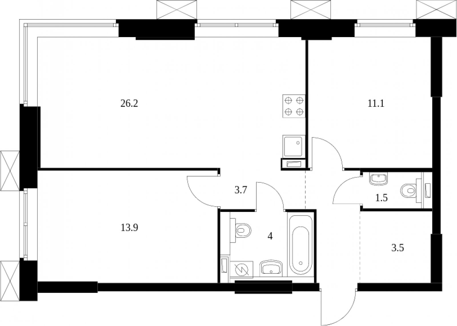 2-комнатные апартаменты с полной отделкой, 63 м2, 2 этаж, сдача 2 квартал 2023 г., ЖК Волоколамское 24, корпус 3 - объявление 2008376 - фото №1