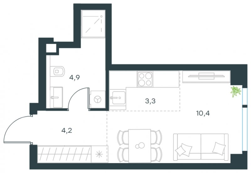 Студия с частичной отделкой, 22.8 м2, 8 этаж, сдача 4 квартал 2024 г., ЖК Level Мичуринский, корпус 5 - объявление 1767059 - фото №1