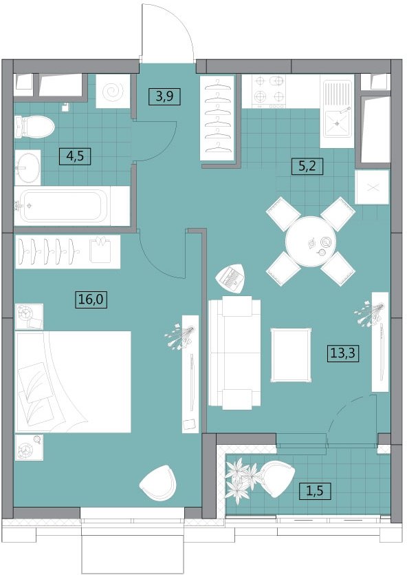 1-комнатная квартира без отделки, 45.1 м2, 21 этаж, дом сдан, ЖК Вестердам, корпус 3 - объявление 2176861 - фото №1