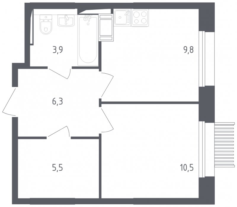 1-комнатная квартира с полной отделкой, 36 м2, 2 этаж, сдача 2 квартал 2025 г., ЖК Мытищи Парк, корпус 4 - объявление 1856561 - фото №1