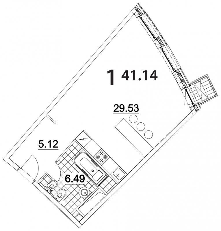 Студия без отделки, 41.14 м2, 13 этаж, дом сдан, ЖК Апарт-комплекс Nakhimov, корпус 2 - объявление 1669053 - фото №1