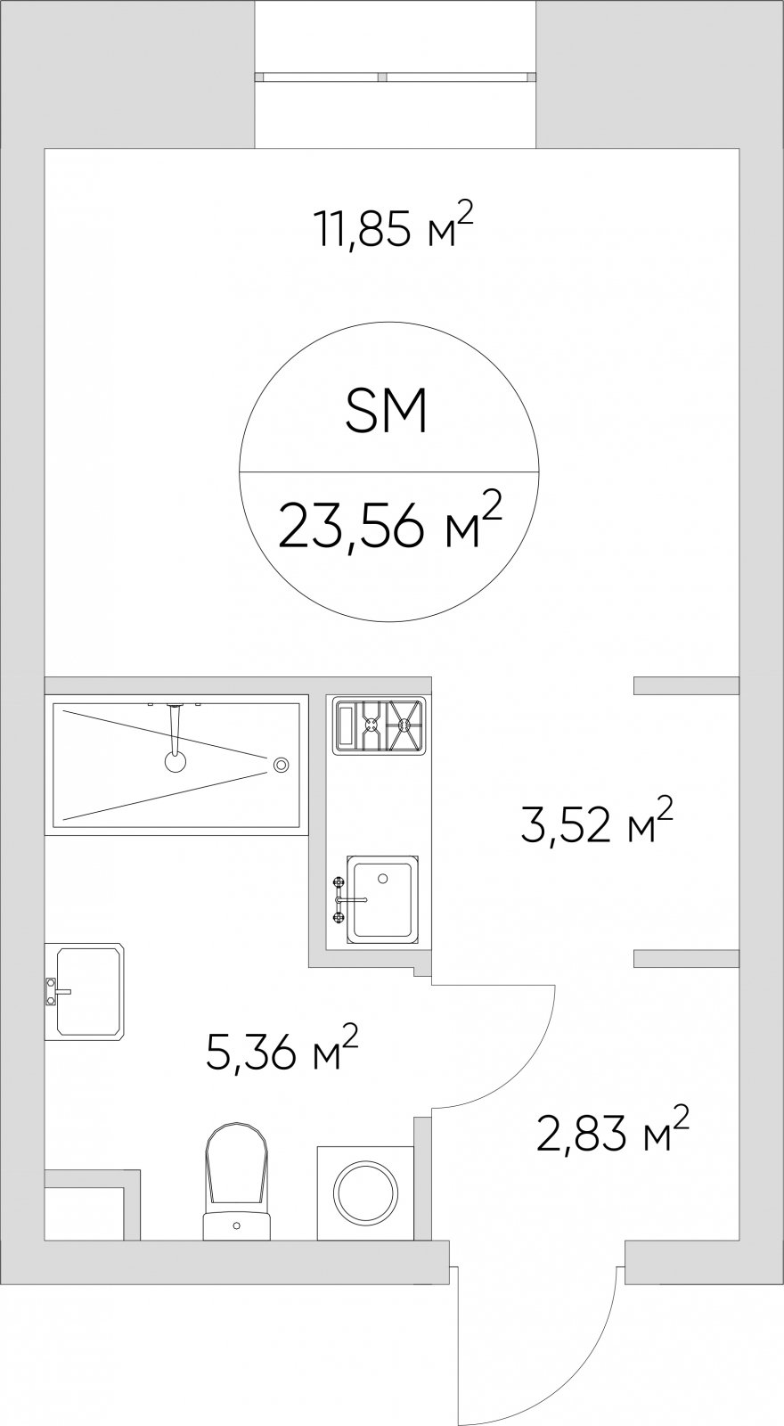 Студия без отделки, 23.56 м2, 8 этаж, дом сдан, ЖК N'ICE LOFT, корпус 1 - объявление 2451799 - фото №1