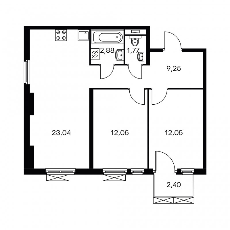 2-комнатная квартира с полной отделкой, 60.2 м2, 3 этаж, дом сдан, ЖК Шереметьевский, корпус 2 - объявление 1773726 - фото №1