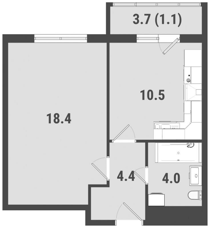 1-комнатная квартира с частичной отделкой, 38.4 м2, 23 этаж, дом сдан, ЖК ФоРест, корпус 3 - объявление 1293527 - фото №1