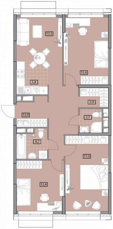 4-комнатная квартира (евро) с полной отделкой, 86.36 м2, 9 этаж, сдача 2 квартал 2022 г., ЖК Вестердам, корпус 3 - объявление 1522272 - фото №1