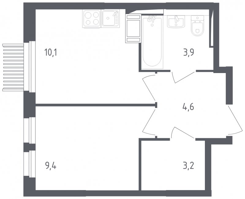 1-комнатная квартира с полной отделкой, 31.2 м2, 10 этаж, сдача 2 квартал 2025 г., ЖК Мытищи Парк, корпус 4 - объявление 1823306 - фото №1