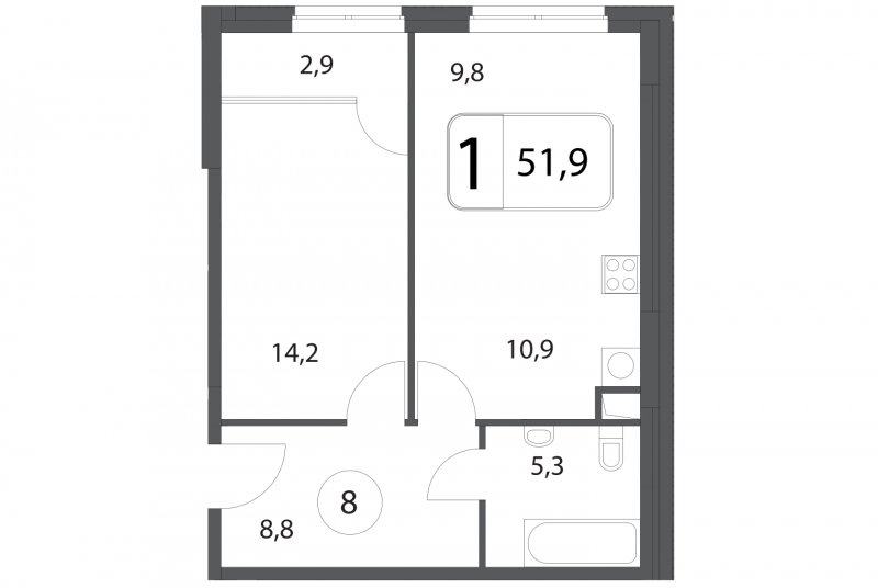 1-комнатная квартира 94.5 м2, 2 этаж, дом сдан, ЖК Апарт-Комплекс Волга, корпус 1 - объявление 1569087 - фото №1