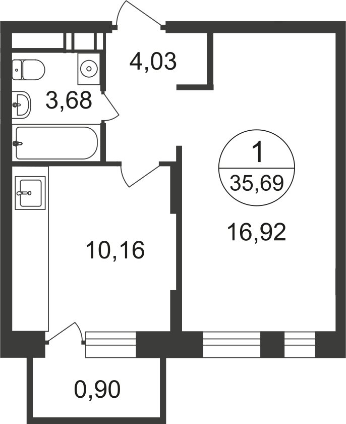 1-комнатная квартира с полной отделкой, 34.8 м2, 16 этаж, дом сдан, ЖК Люберцы, корпус 66 - объявление 2310921 - фото №1